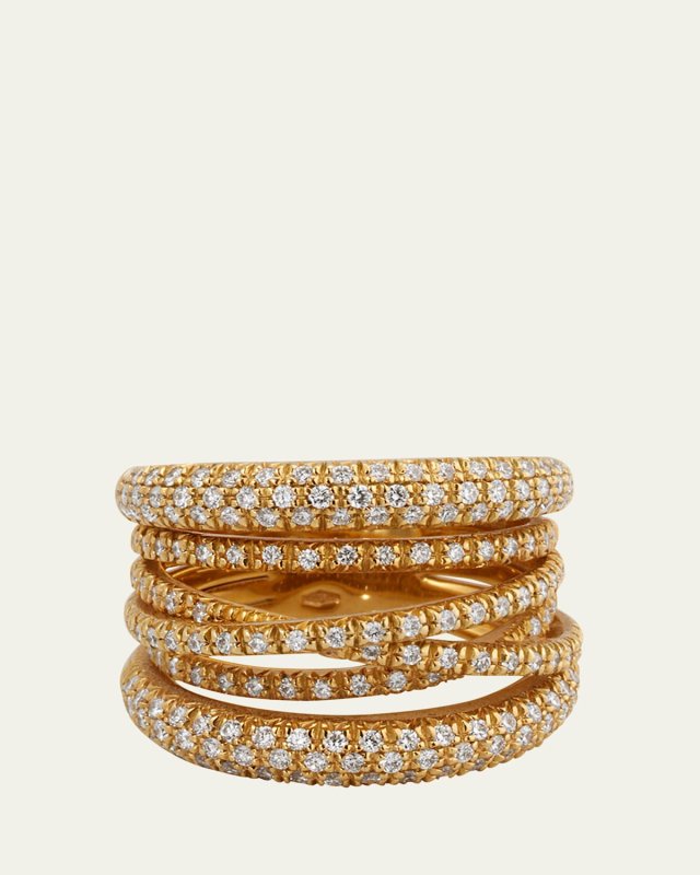 18K Yellow Gold Diamond Scribble Band Ring